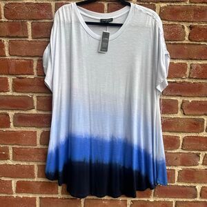 Lane Bryant Women`s Ruched Sleeve Max Swing Tie Dye Tunic Tee 18/20 2X NEW